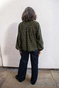ICHI Gilvis Black & Green Flower Shirt