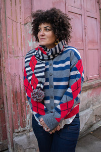 Damson Madder Didi Argyle Stripe Double Cardigan