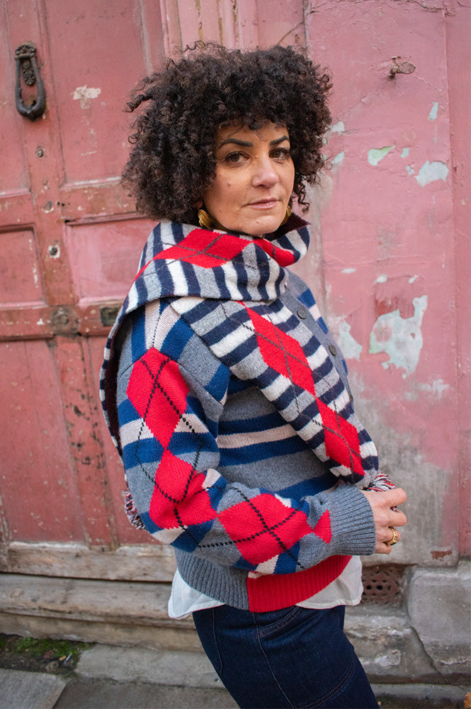 Damson Madder Didi Argyle Stripe Double Cardigan