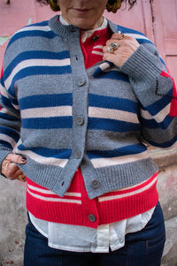 Damson Madder Didi Argyle Stripe Double Cardigan