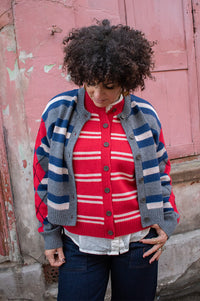 Damson Madder Didi Argyle Stripe Double Cardigan
