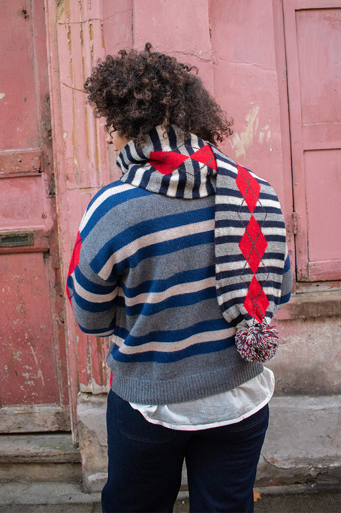 Damson Madder Didi Argyle Stripe Double Cardigan