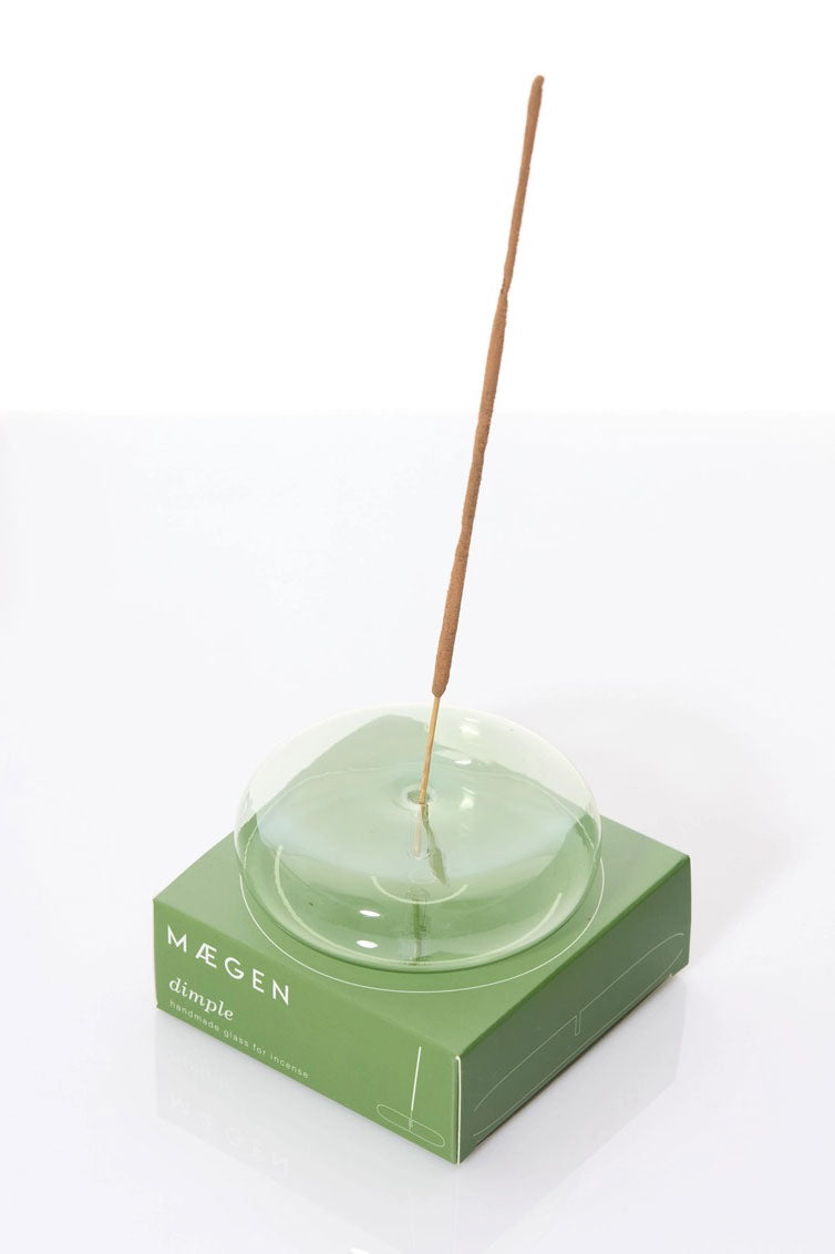 MÆGEN Green Dimple Hand Blown Glass Incense Holder - The Mercantile London