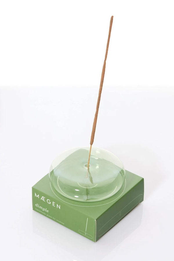 MÆGEN Green Dimple Hand Blown Glass Incense Holder - The Mercantile London
