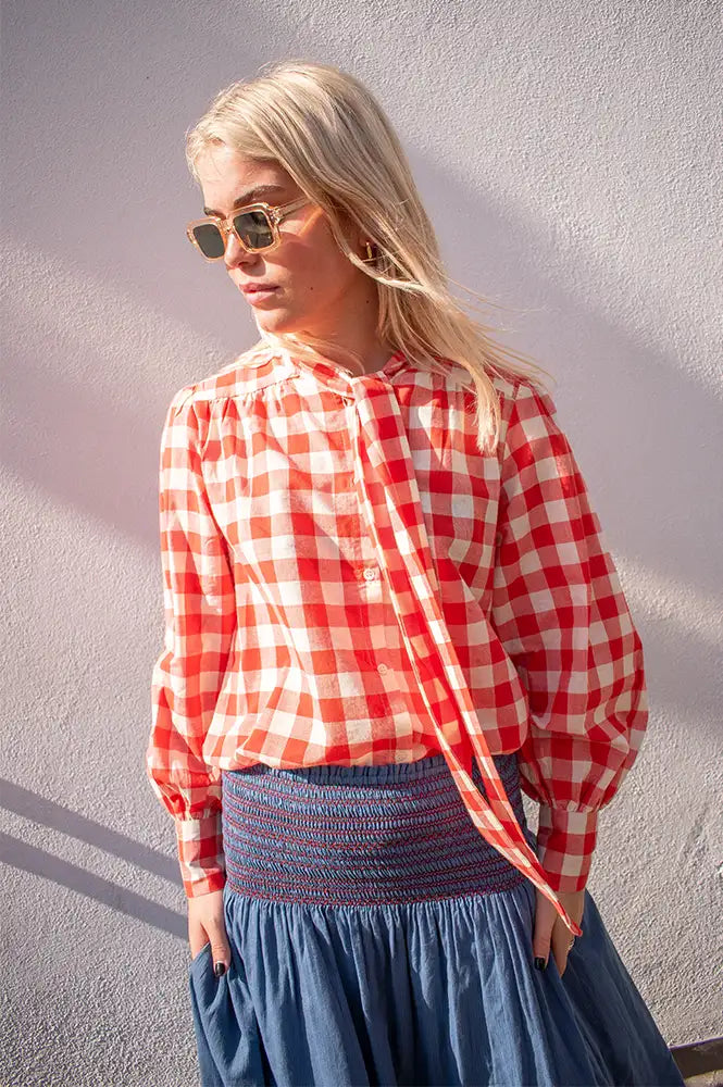 Emile Et Ida Diva Red Check Blouse - The Mercantile London