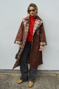Damson Madder Jerry Chocolate Reversible Trench