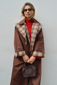 Damson Madder Jerry Chocolate Reversible Trench