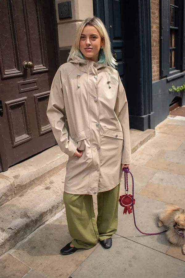 ICHI Tazi Doeskin Beige Raincoat