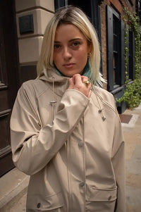 ICHI Tazi Doeskin Beige Raincoat