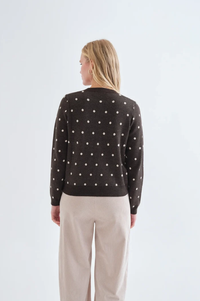 Compania Fantastica Green & White Polka Dot Cardigan