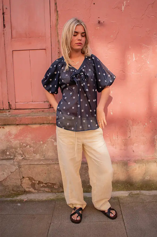 Lolly's Laundry Pine Navy Polka Dot Blouse - The Mercantile London