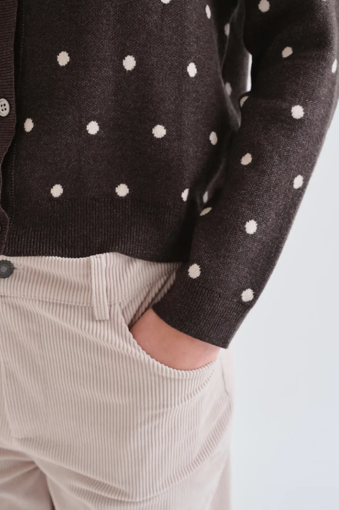 Compania Fantastica Green & White Polka Dot Cardigan