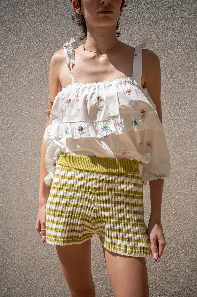 Daphne Marilyn Striped Green Knit Shorts