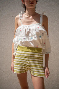 Daphne Marilyn Striped Green Knit Shorts