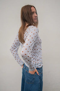 Marta Elissa Sky Blue Polka Dot T-Shirt - The Mercantile London