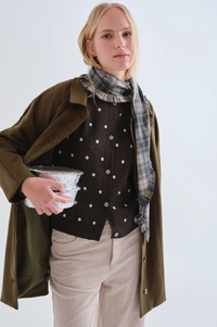 Compania Fantastica Green & White Polka Dot Cardigan