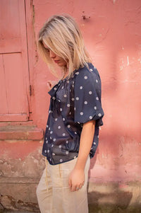 Lolly's Laundry Pine Navy Polka Dot Blouse - The Mercantile London