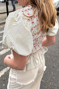 Damson Madder Audrey Spotty Smocked Top