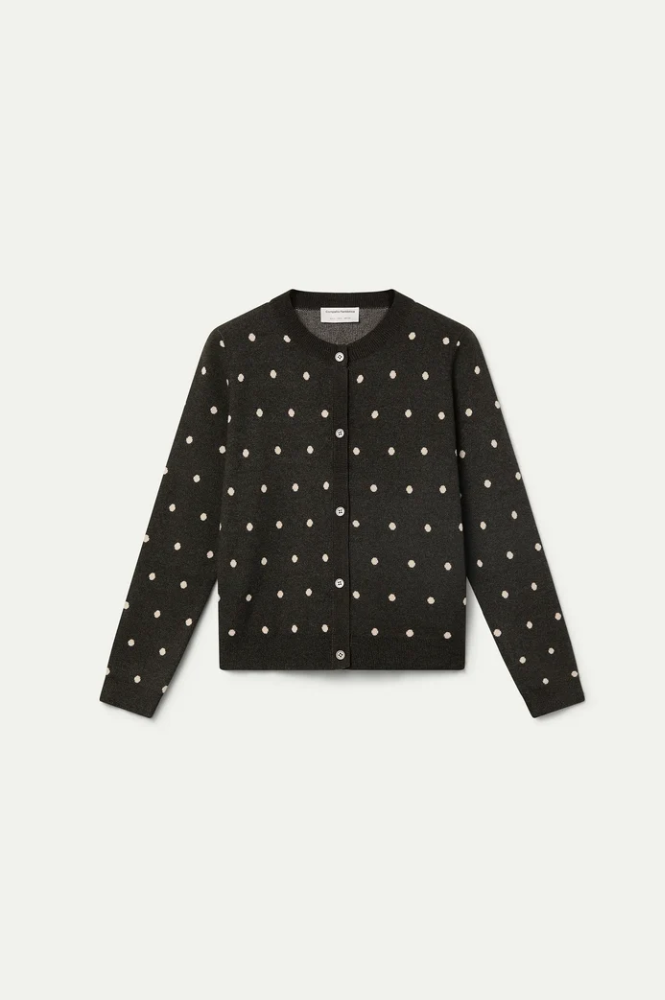 Compania Fantastica Green & White Polka Dot Cardigan