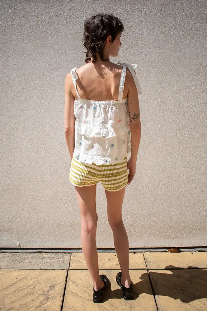 Daphne Elodie Ruffled Cross-Stitch Top