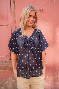 Lolly's Laundry Pine Navy Polka Dot Blouse - The Mercantile London