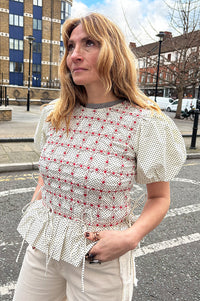 Damson Madder Audrey Spotty Smocked Top