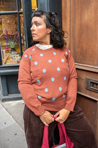 Nice Things Chestnut Polka Dot Sweater