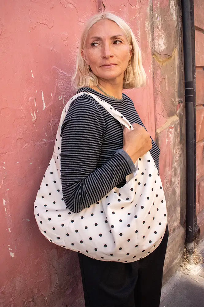 CUBIC Polka Dot Beige Shoulder Bag
