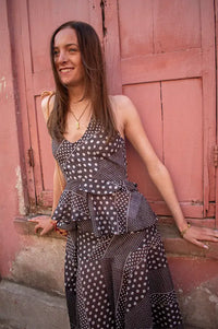 Damson Madder Leandra Spot Stripe Halter Cami - The Mercantile London