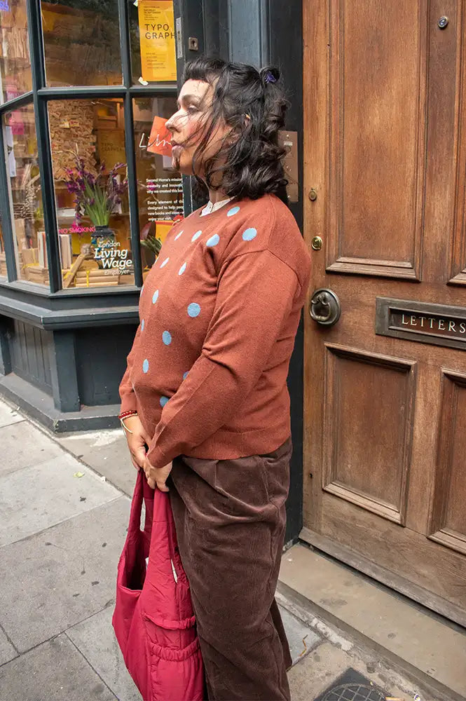 Nice Things Chestnut Polka Dot Sweater