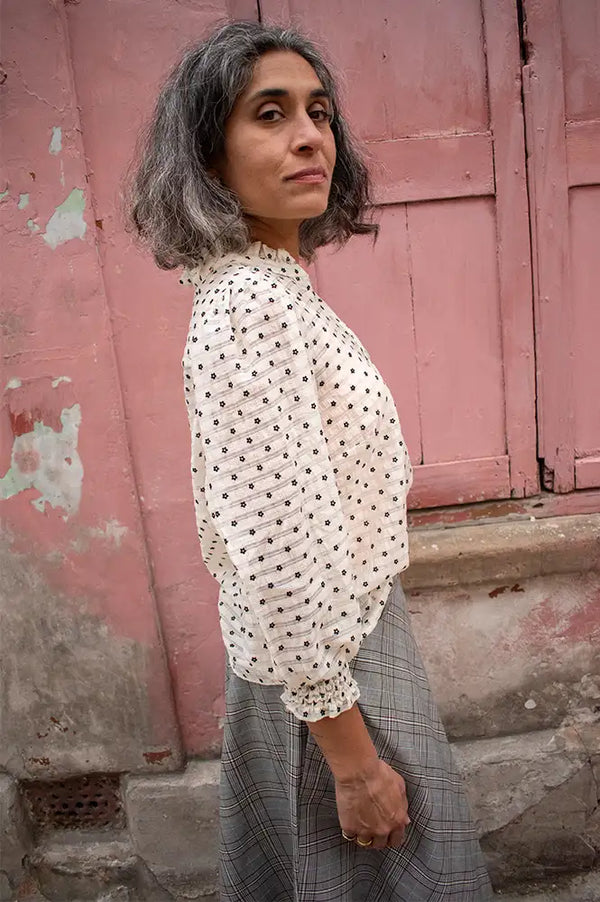 Numph Jannet Pristine Flower Dotted Blouse