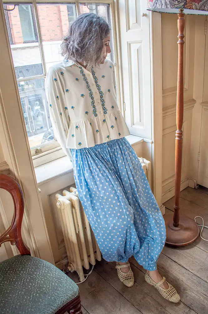 Daydress Mermaid Soft Blue Polka Dot Trousers Bloomers - The Mercantile London