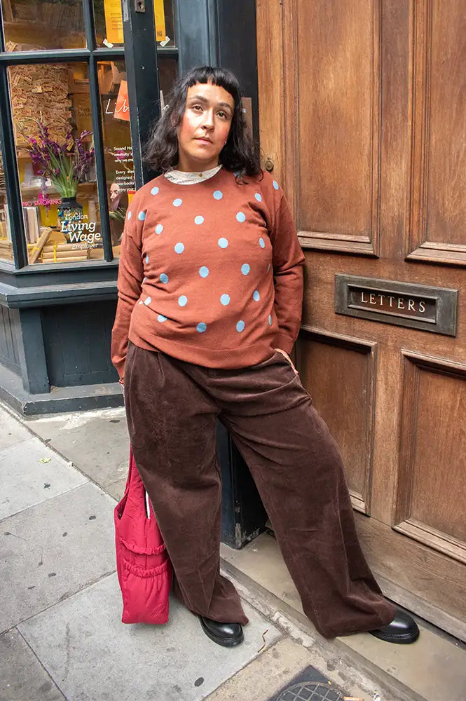 Nice Things Chestnut Polka Dot Sweater