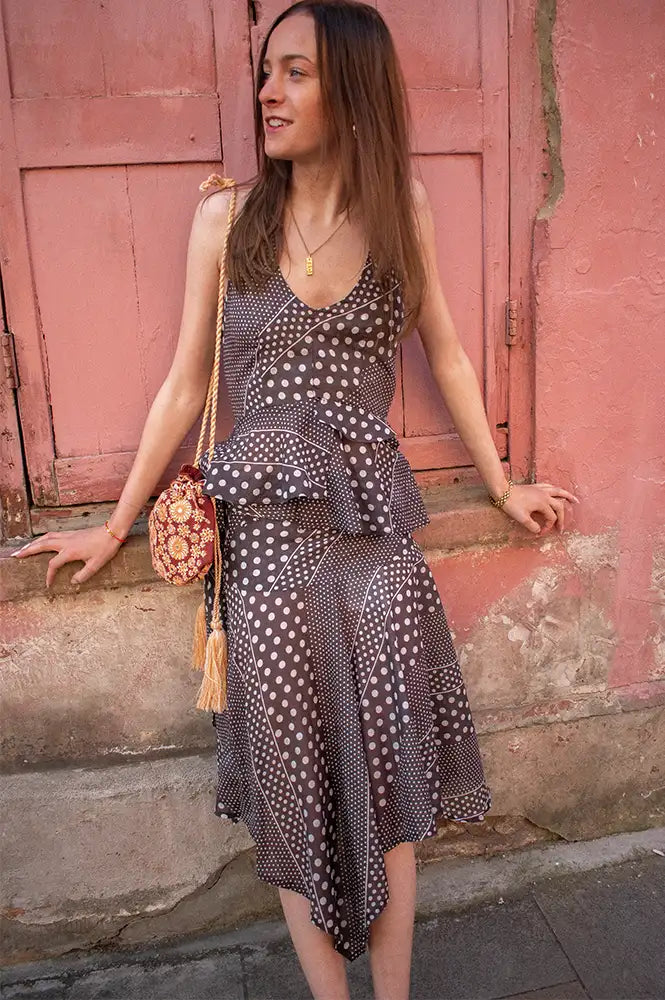 Damson Madder Leandra Spot Stripe Halter Cami - The Mercantile London