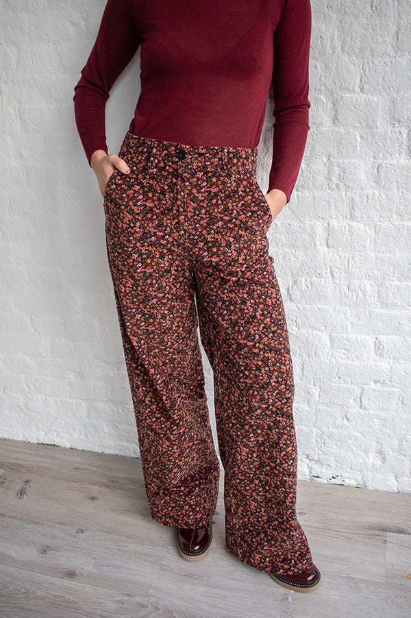 Des Petits Hauts Velinou Aubergine Floral Trousers - The Mercantile London