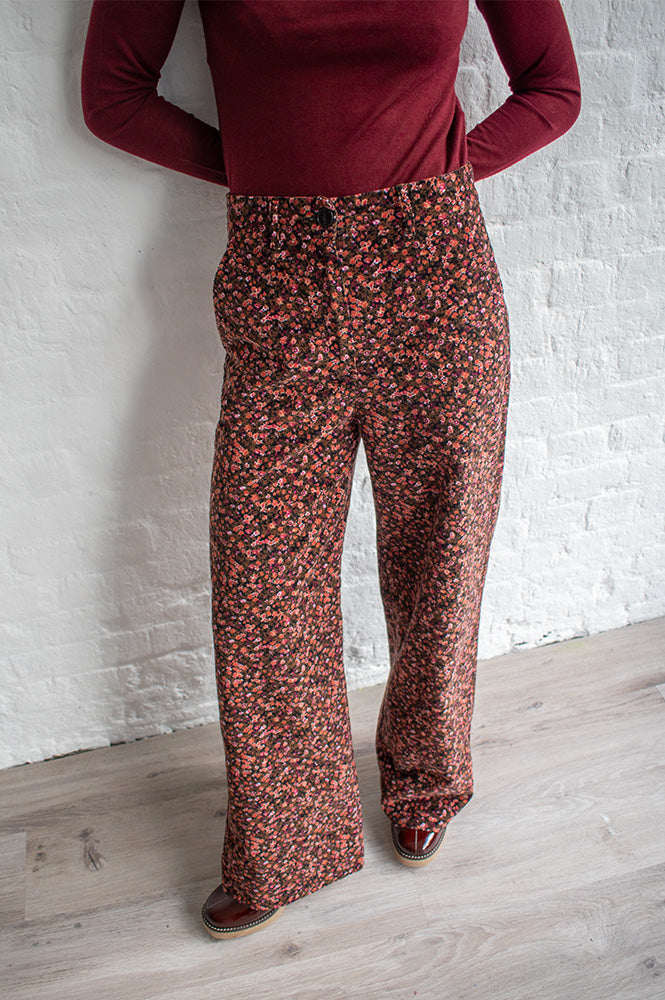 Des Petits Hauts Velinou Aubergine Floral Trousers - The Mercantile London