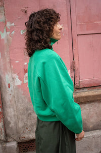 Des Petits Hauts Jona Kale Quarter-Zip Sweatshirt