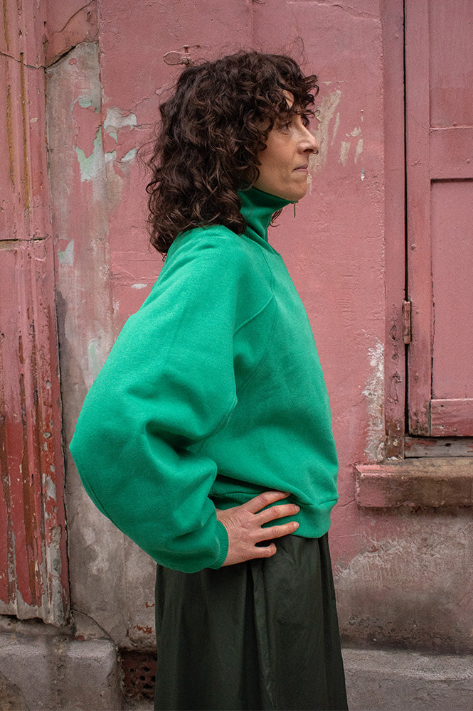 Des Petits Hauts Jona Kale Quarter-Zip Sweatshirt