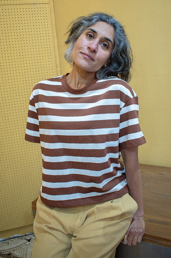 Des Petits Hauts Filma Chocolate & Ecru T-Shirt - The Mercantile London