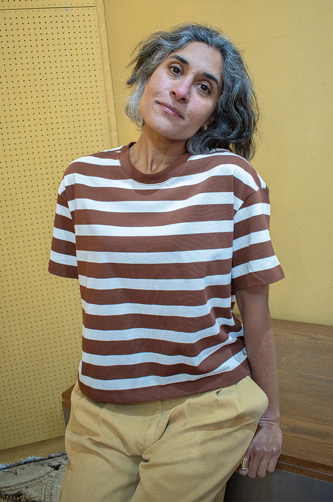 Des Petits Hauts Filma Chocolate & Ecru T-Shirt - The Mercantile London
