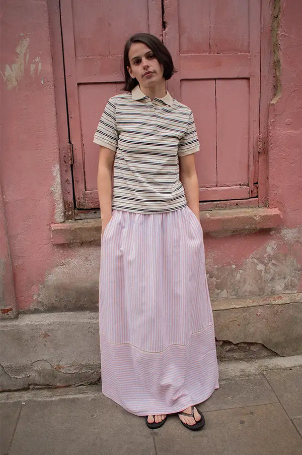 Dr Denim Jade Polo Ecru Stripe - The Mercantile London