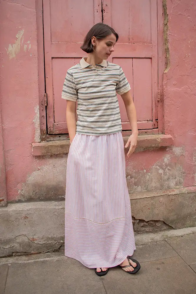Dr Denim Jade Polo Ecru Stripe - The Mercantile London
