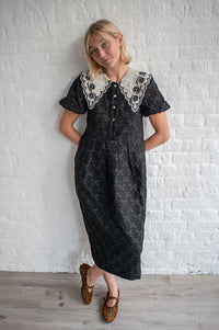 Louche Iris Bow Jacquard Lace Collar Dress - The Mercantile London