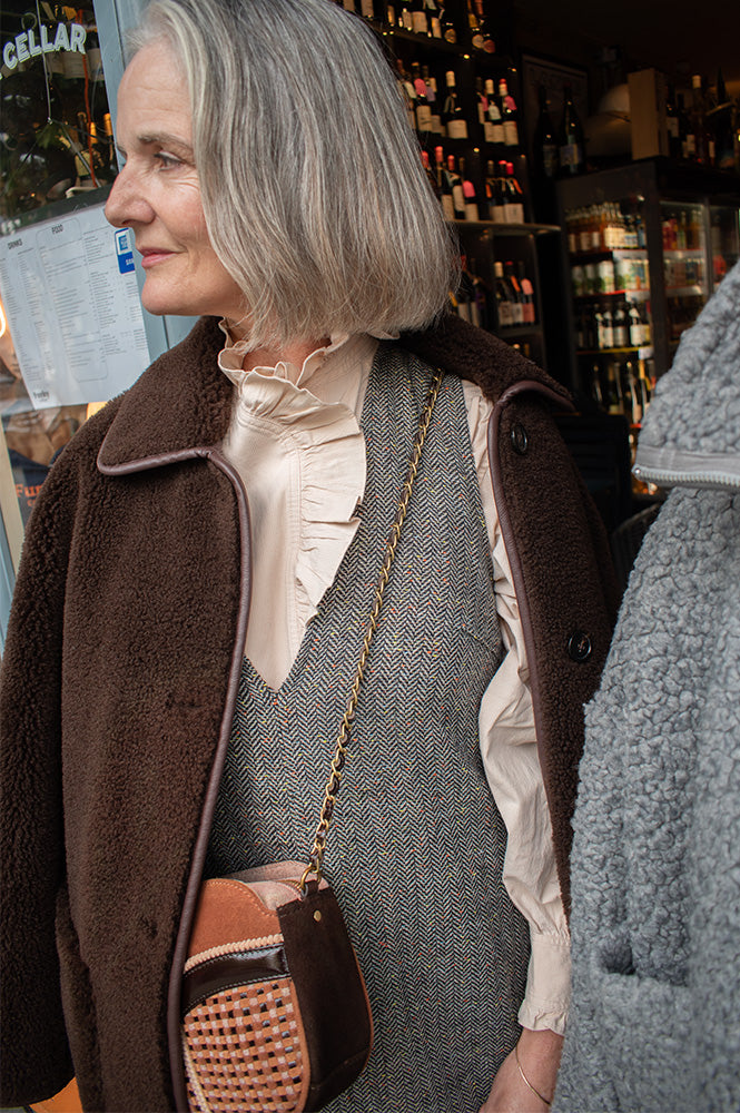 Numph Avey Caviar Herringbone Dress - The Mercantile London