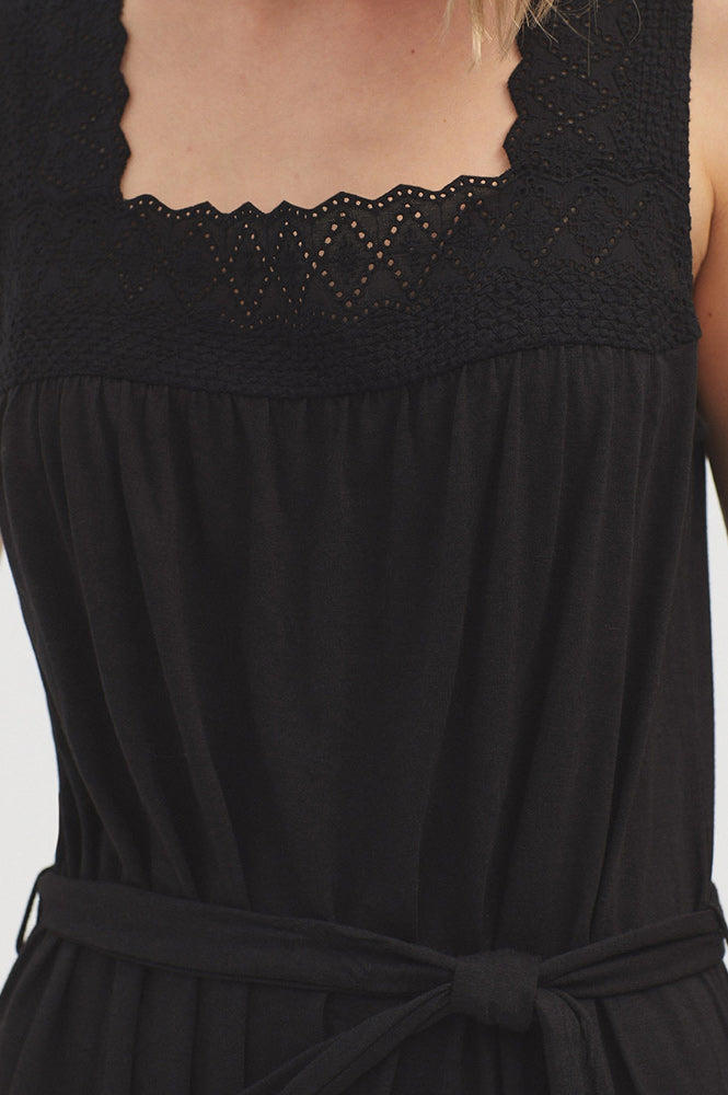 Nice Things Midi Black Dress With Lace On Straps