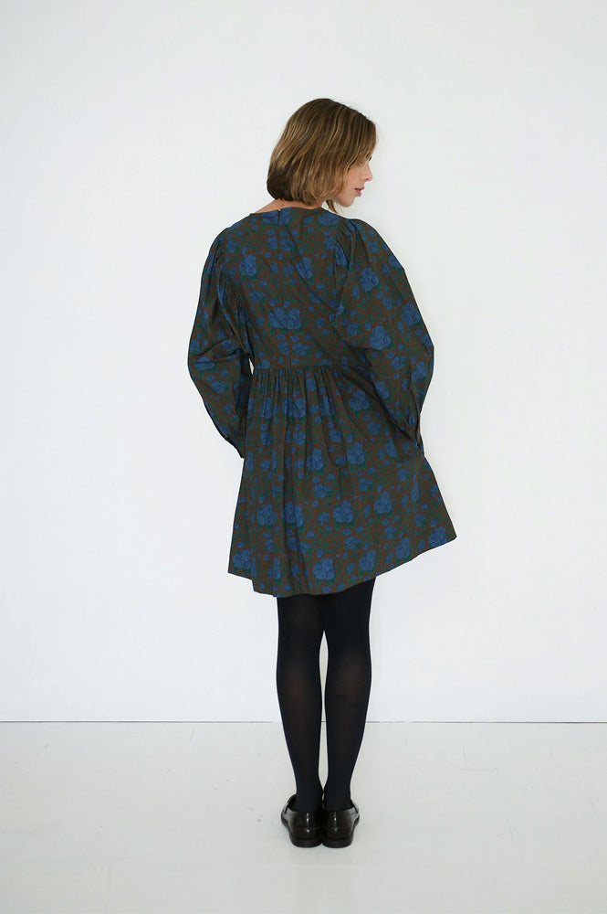 The Tiny Big Sister Roses Voluminous Sleeve Mini Dress - The Mercantile London