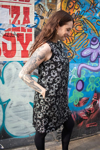 FRNCH Alicia Black And Silver Floral A-Line Mini Dress - The Mercantile London