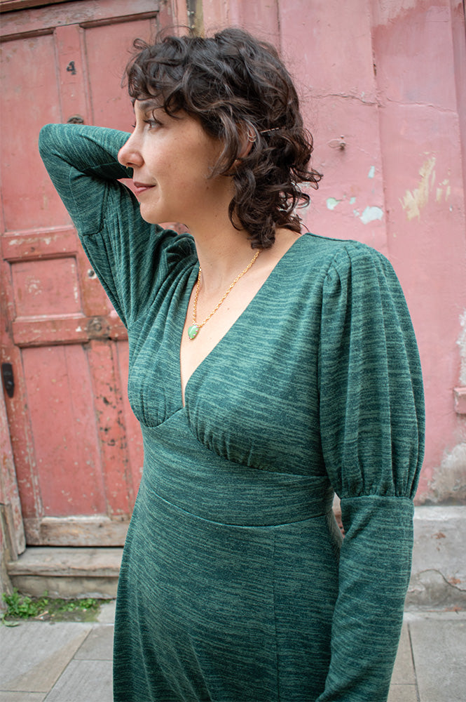 green emerald velvet dress Louche Moa Green Marl Dress 10