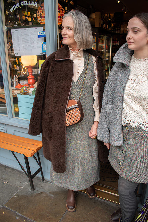 Numph Avey Caviar Herringbone Dress - The Mercantile London