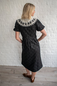 Louche Iris Bow Jacquard Lace Collar Dress - The Mercantile London